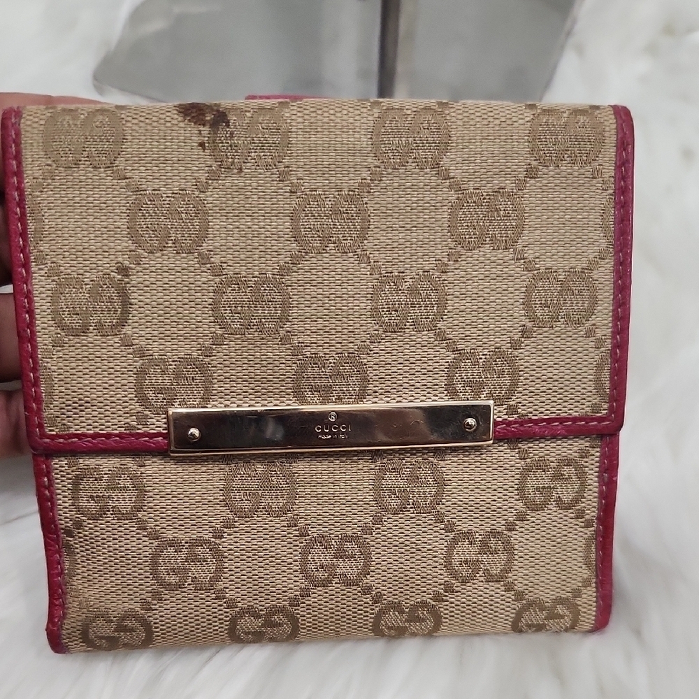 🤎▪️Gucci▪️ Beige and Red Women's Canvas Red Leather Trim Wallet - Picture 16 of 16